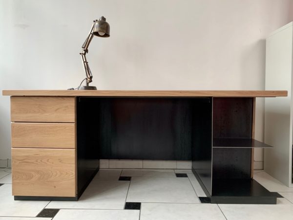 Bureau design LMF 2020 acier patiné et chêne massif