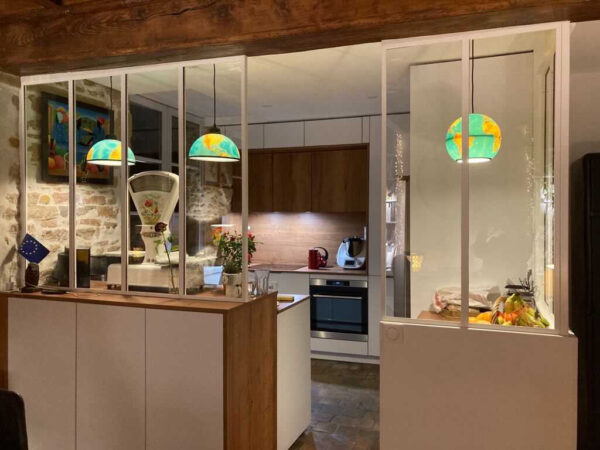 Verriere deco en angle cuisine